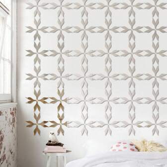 1 pezzo Specchio, specchio da parete adesivo, decorazione a foglie, decorazione da parete pianta, decorazione da parete ad albero, specchio decorativo da parete, specchio decorativo per camera da letto e ingresso, specchio 3D tridimensionale con fissaggio forte, decorazione da parete