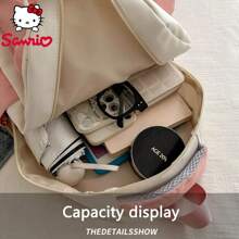 Sanrio Bolsa de almacenamiento multifuncional de Sanrio Kuromi, Cinnamoroll, Pompom Purin y My Melody, mochila de estilo universitario para secundaria y preparatoria con gran capacidad, mochila escolar adecuada para uso diario, profesionales y estudiantes, viajes y trabajo, el regalo perfecto para regresar a la escuela