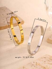 1 PIEZA Brazalete de acero inoxidable dorado con piedras artificiales para mujeres, no se mancha, ovalado, chapado en oro de 18 quilates, con flores de circonita cúbica artificial, regalo de joyería diseñador para adolescentes