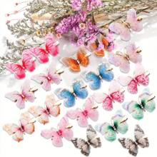 6 件随机颜色宠物猫狗蝴蝶发夹，可爱发夹发饰，适合全年宠物