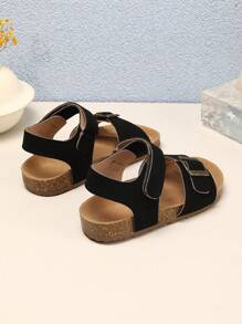 1 Pair Of Girls' Solid Color Cork Sandals With Platform, Cute Solid Color Comfortable Thick Sole, Children's Fashionable Multifunctional Anti Slip Casual Beach Vacation Sandals, Suitable For Summer Outings