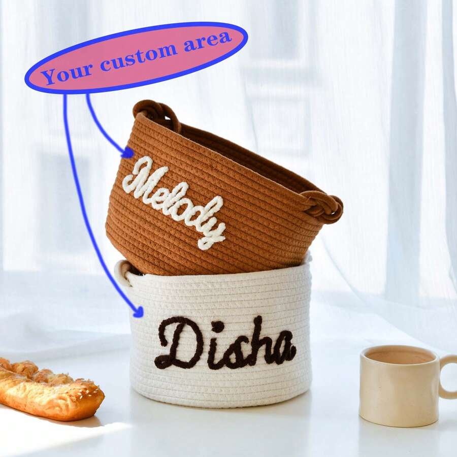 Customized Chinese Knot Solid Color Storage Basket, Cute Toy Organizer Basket, High-Quality Jewelry & Accessory Basket, Kids Toy, Book & Magazine Organizer Bin, Gift For Mom, Daughter, Wife, Girlfriend, Coworker, Home, Office, Holiday Gift - Multicolor - View 1