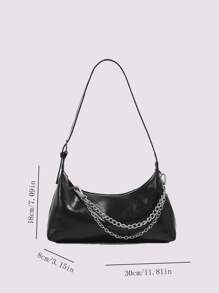 2025 New Spring/Summer Chain Decor Fashion High-End Underarm Zipper Shoulder Pleated Crossbody Bag, Versatile Commuter Bag