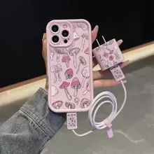1pc Girly Pink Mushroom Pattern Charging Case With Protective Cover, Shock-Proof Phone Case Compatible With IPhone 16 Pro Max, 14/13, 12, 11 Pro Max, XS Max, X, XR, 8, 7 Plus, Mini, Suitable As A Birthday Gift, For Girlfriend, Boyfriend Or Personal Use