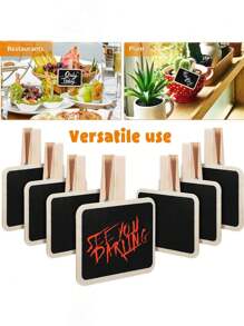 10/20 mini porte-notes ardoise, pince en bois ardoise, panneau de message ardoise, porte-logo et étiquette, porte-photo frais et simple de style bande dessinée