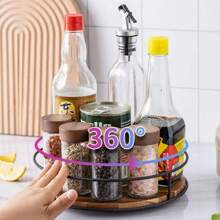 1pc Wooden 360°Rotating Rotating Spice Rack Organizer For Bathroom Kitchen Countertop Easy Access And Efficient Storage Desktop Storage Box Rotating Storage Tray For Desktop And Cabinet Organization Wooden Seasoning Spice Bottle Turntable Organizer Round Table Countertop Storage Shelf Makeup Organizer Wooden Kitchen Organiser 360 Degree Rotating Slouchy Susan Turntable Versatile Rotating Storage Rack Round Wooden For Home Kitchen Pantry - Multicolor - View 1