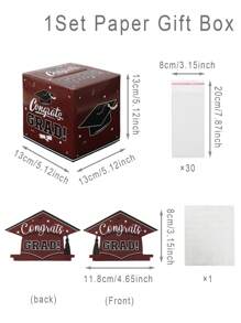 1 set Caja de regalo de dinero para graduación, Caja sorpresa con rollo de dinero y patrón de birrete de graduación, Decoración sorpresa para fiesta de graduación, Caja de regalo de efectivo para felicitar a los graduados, Forma divertida de enviar regalos en efectivo, Recuerdos de fiesta de graduación - Caja de billetes de la temporada de graduación - Ver 12