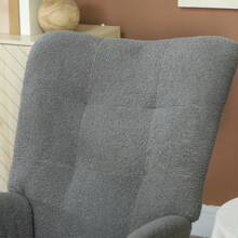 HOMCOM Rocking Chair, Teddy Upholstered Accent Chair, Modern Armchair With Wide Backrest And Rubberwood Base For Living Room, Bedroom, Grey - Grey - View 8