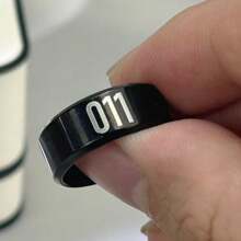 1pc Men's Stainless Steel Digit Ring, Black - Black - View 2