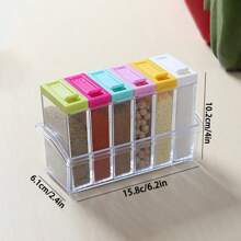 1pc Creative Double-Sided Open Seasoning Box, 6pcs Kitchen Salt Shaker & Spice Jar Set, Multi-Purpose Storage Container,Food,,Kitchen,Cooking,Seasoning,Spice,Party,Travel,Kitchen Items,Kitchen Tools,Kitchen Things.
