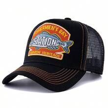 JZML 1pc Men's Letter & Big Fish Embroidered Trucker Hat