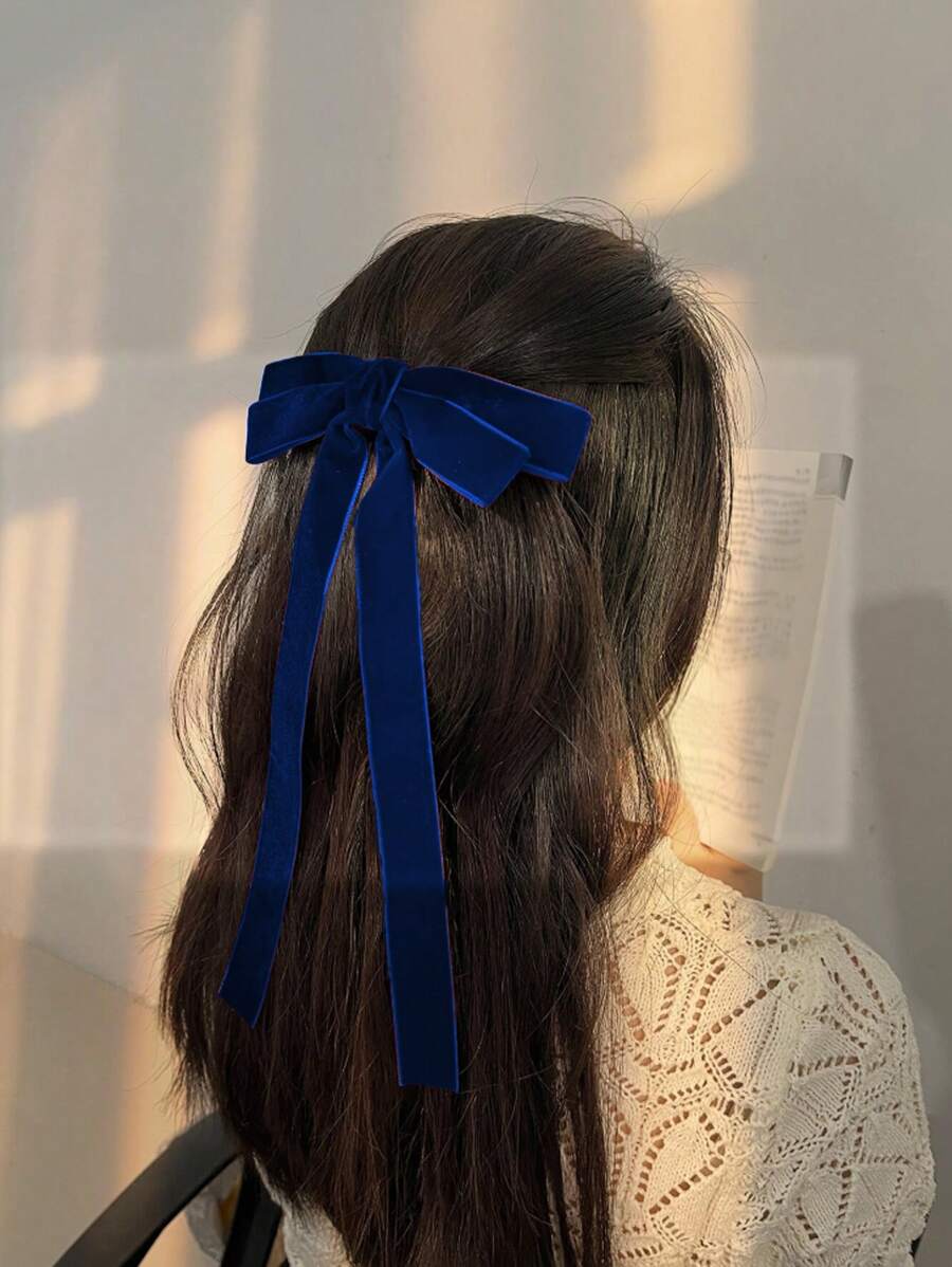 1 件女士发饰，长尾发带发带，发夹发夹女士配饰 - 藏青 - 查看 1