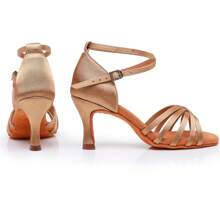 1 Pair Women's Latin Dance Shoes, Soft Sole 2.75 Inch Heels, Dancing Shoes For Festivals, Parties, Professional Latin Dancing