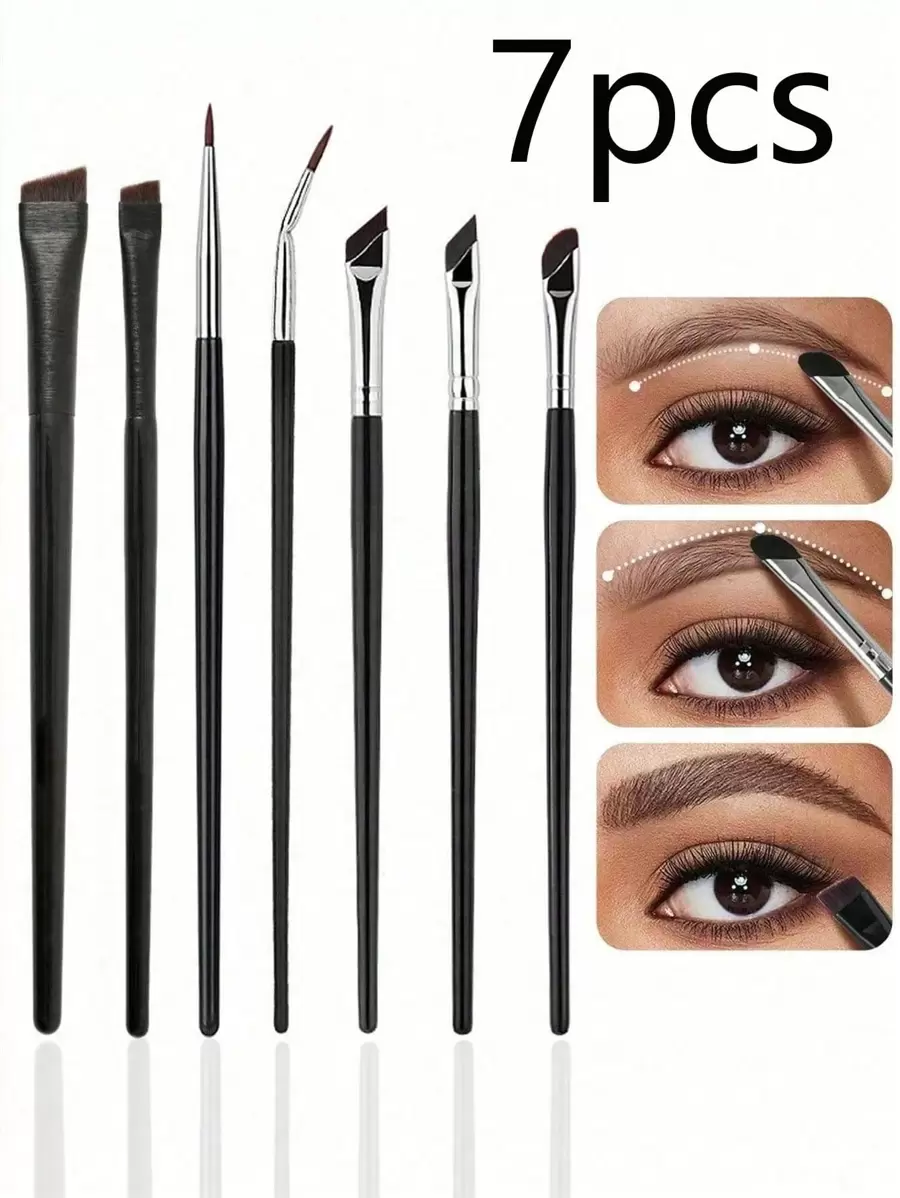 Set de 7 brochas de maquillaje de ojos, que incluye brocha angular para delineador de ojos, brocha punta para delineador de ojos y brocha para cejas, ideal para cejas, delineador y sombra de ojos para crear un maquillaje de ojos encantador