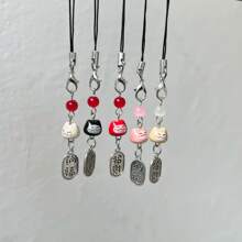 New Chinese Style Lucky Cute Ceramic Lucky Cat Metal Ornament For Mobile Phone Chain Pendant Gifts For Mother, Family, Friends, Birthday, Holiday Phone Charm