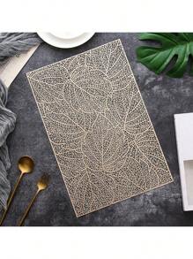 1/2/4/6/8pcs Rectangular Hollow Leaf Pattern Heat-Resistant PVC Placemats