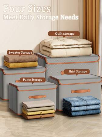 大容量衣柜收纳盒，可折叠卧室收纳柜，带盖衣物盒，家用可折叠织物收纳箱，内衣袜子收纳盒，宿舍收纳篮