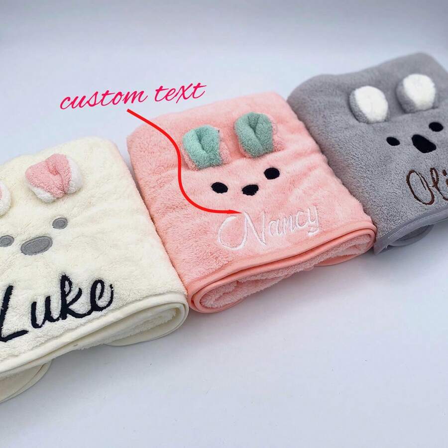 1 pezzo Asciugamano personalizzato per bambini con simpatici volti di animali, nome ricamato personalizzato, asciugamano da bagno per bambini, regalo di compleanno unico per bambini e neonati, multifunzionale, decorativo, con lettera, elegante, moderno, colorato, carino, adorabile, casual, personalizzato, unico, ideale come regalo per lui, lei, figlio, figlia - asciugamano - Visualizzare 1