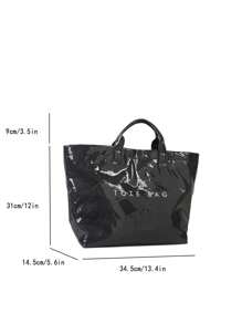 Bolso grande de capacidad con estilo transparente de gelatina, bolsa de compras impermeable de PVC, bolso de mano estilo neutro coreano, bolso de mano estilo retro de moda inspirado en INS, bolso estilo japonés relajado, adecuado para estudiantes de escuela secundaria y universidad que van a la escuela, bolsa de gimnasio/yoga/viaje o bolso de mamá, bolso de mano de textura arrugada con estampado de letras de alta calidad y multicapa con inspiración de celebridades