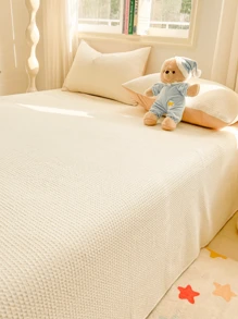 1 Pc Waffle Cotton Bedsheet, Modern Style Polyester Fiber Soft And Breathable Fabric, Machine Washable