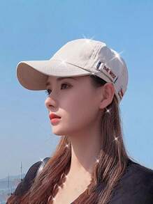 可调节女士棒球帽，刺绣设计，轻便防晒，休闲棒球帽，适合户外活动 - 彩色 - 查看 1