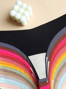 Randomly Packing 8pcs Plain-Colored Non-Marked Thong V-Style Sexy Ladies Underwear Non-Marked Breathable Soft Comfortable Personality Novel Underwear Women Seamless Suit