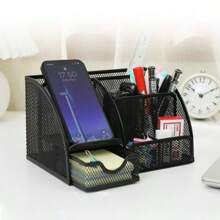 7-Grid Desk Drawer Organizer, Metal Pen Holder, Multi-Functional Desktop Storage Box With Memo Holder, Suitable For Office, Home, And School Desks