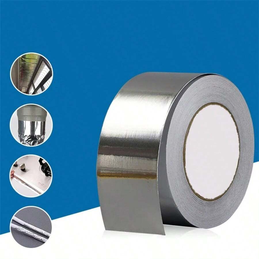 Cinta de aluminio, adhesivo resistente al agua y al aceite para cubierta de cocina, fregadero, estufa, resistente al calor - Plateado - Ver 1