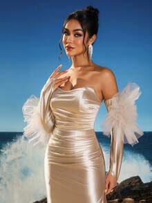 Toosun Lightweight Luxury Fashion Fish Tail Dress Suitable For Formal Dances, Parties And Events, Party Dress, Wedding Guest Dress, Evening Dress - Champagne - View 8