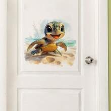 Pegatinas de pared con diseños de tortugas de dibujos animados de la serie de vida marina, impermeables, para decoración de habitaciones de niños, salas de estar, baños, dormitorios y talla grande, regalos ideales para cumpleaños, graduación y decoración del hogar.
