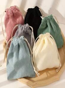 1 件迷你抽绳收纳袋、时尚灯芯绒化妆包、化妆品收纳袋、小零钱包、珠宝收纳袋、派对礼品用品、礼品包装用品、旅行用品 - 彩色 - 查看 2