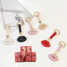 1pc Creative Rhinestone Lip Key Chain, Luxury Niche Design Car Key Decor Pendant, Bag Decoration Keychain