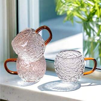 12/6/4/2件套玻璃玫瑰功夫茶杯，耐高低温，适用于厨房、客厅、办公室、派对、礼物