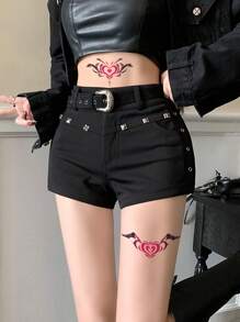 1 套 3 个魅魔临时纹身 - 鲜艳的彩色设计，适合时尚爱好者贴在腰部和腹部，半永久，临时，假纹身，逼真 - 玫紅色 - 查看 2