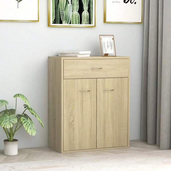 vidaXL Credenza, Mobile da Cucina, Armadietto Organizzatore Credenza Rovere Sonoma 60x30x75 cm in Truciolato per Cucina, Sala da Pranzo, Salotto