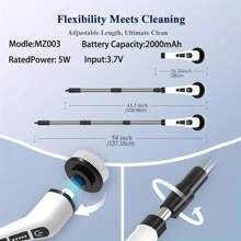 1 Wireless Electric Rotary Cleaner - USB Charging, 7 Replaceable Brush Heads, Dual Speed, Detachable Telescopic Handle, Battery Level Indicator, Suitable For Kitchen/Living Room/Bathroom Cleaning, Lithium Battery Power Supply, Seven In One Household Cleaning Product