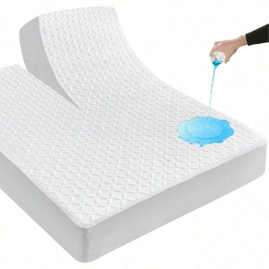 Top King Mattress Protector For Adjustable Bed, Bamboo Viscose Waterproof Top King Size Mattress Pad Cover With 6-18 Inches Deep Pocket, 32-34 Inches  From Head, White