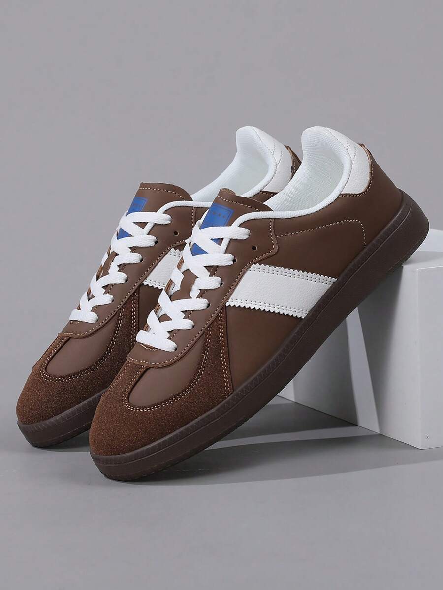 Men's Retro Casual Soft Sole Shoes, Lightweight Lace-Up Round Toe Sneakers, Plus Size 46, Suitable For All Seasons