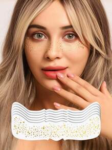 6 Sheets Gold Freckles Temporary Face Tattoos, Glitter Freckles, Sparkle Freckles, Waterproof Gold Face Makeup Freckle Tattoo, Holiday Party For Women Girls