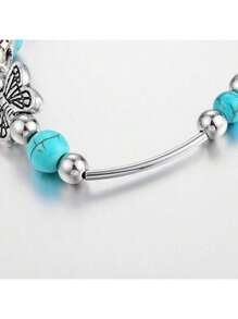 1pc Handmade Natural Turquoise Bracelet, Versatile Accessories Suitable For Girls, Party, Date, Everyday Wear