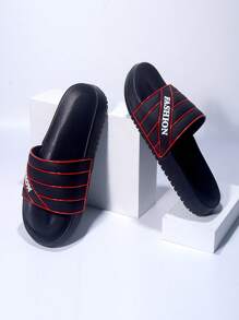 Plus Size Casual Slip-On Slippers, Fashionable Simple Style Unisex Home Sandals, Breathable