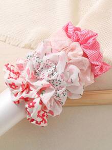6pcs Sweet & Cute Pastel Pink Hair Scrunchies, Countryside Style Suitable For Daily Life, Vacation And Outdoor Activities