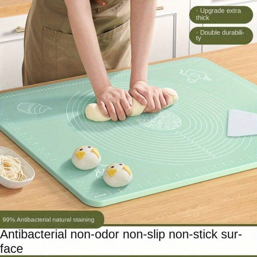 1Pc Silicone Kitchen Mat Non-Slip Pastry & Baking Mat With Measurements For Rolling Dough, Cutting Fruits & Vegetables - Hồng - Xem 1
