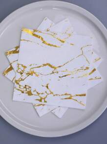 20pcs Gold Foil Marble/Leaf Pattern Disposable Napkins, 13x13 Inch, Perfect For Parties, Weddings, Restaurants, Home Gatherings, Birthdays And Easter