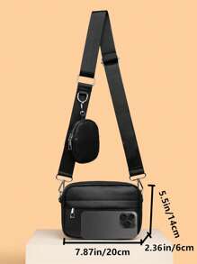 Bolsa de ombro diagonal masculina, duas peças, mini bolsa de ombro pequena, carteira para moedas, bolsa transversal masculina, bolsa quadrada, mini com porta-moedas, à prova d'água com alça ajustável, itens essenciais para viagem, bolsa de verão, mini bolsa, itens essenciais para estudantes, bolsa lateral masculina