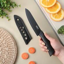 Stainless Steel Black Blade Sharp Chef Knife [Includes Knife Sheath], Home Kitchen Professional Cooking Knife For Meat, Vegetables, Fruit Cutting