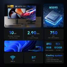 VASOUN M2S Mini PC, 512GB SSD 8GB DDR4, unterstützt erweiterbare HDD & SSD/N5095 Prozessor (bis zu 2,9GHz), Mini Desktop Computer mit WiFi/BT/HDTV x2 Unterstützung für 4K Dual Screen Anzeige, Desktop Computer für Büro, Zuhause