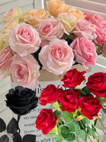 1 pieza / 3 piezas / 5 piezas Rosas artificiales - Flor artificial para el Día de la Madre, Día de San Valentín, decoración familiar, boda, festival con flores falsas