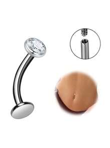 1pc Floating Titanium Belly Button Rings Hypoallergenic G23 Titanium Internally Threaded Belly Ring 14G Belly Piercings For Women Navel Piercings Jewelry