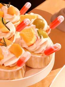 20/50/100 件心形、五角星、长条、一次性塑料吸管 - 精密挤压吸管，一次性挤压注射，用于纸杯蛋糕、巧克力、草莓、迷你蛋糕 - 多功能派对用品 - 彩色 - 查看 1